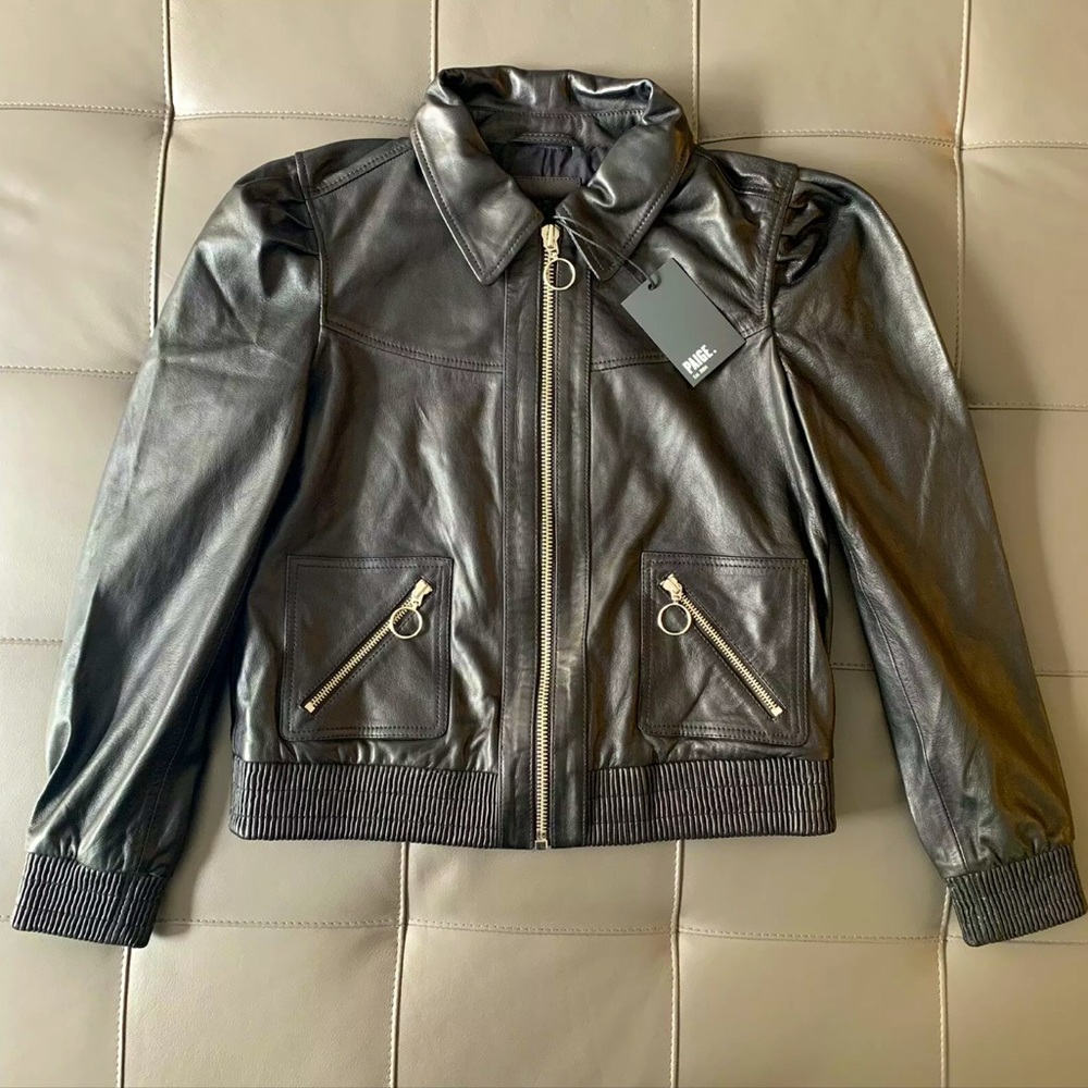 PAIGE Temecula Jacket, Black Leather, Size S, NWT